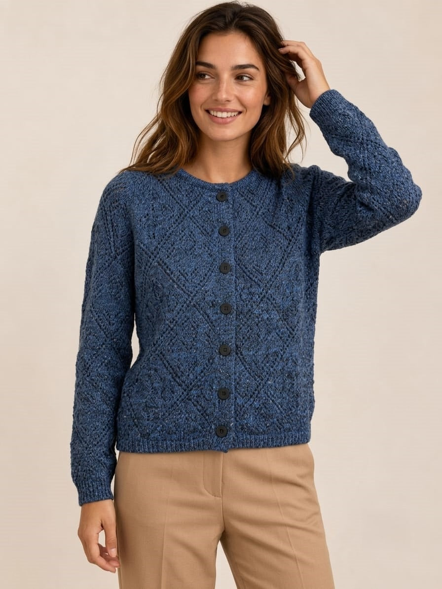 SACO CALADO ALGODÓN AZUL - ART 5619