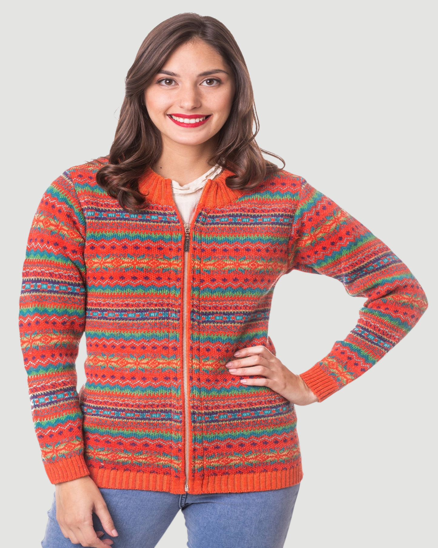 CAMPERA LANA MULTICOLOR ROJA - 7600