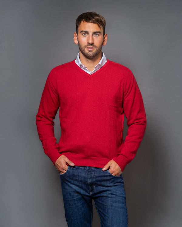 ESCOTE V ALGODÓN ROJO - ART.4963