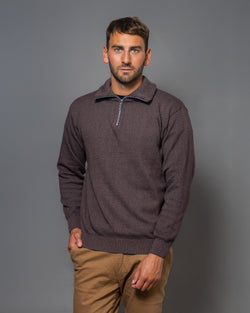 POLERA CON CIERRE ALGODÓN CHOCOLATE - ART.4975