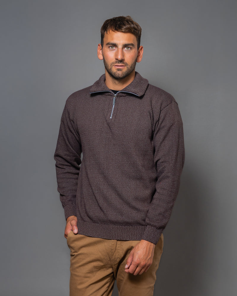 POLERA CON CIERRE ALGODÓN CHOCOLATE - ART.4975