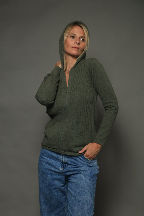 CAMPERA CAPUCHA ALGODÓN VERDE - ART.7793