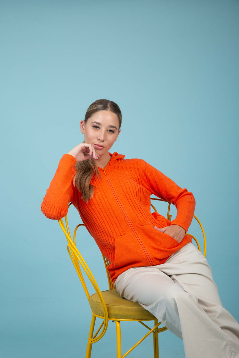 CAMPERA CAPUCHA ALGODÓN NARANJA - ART.7793
