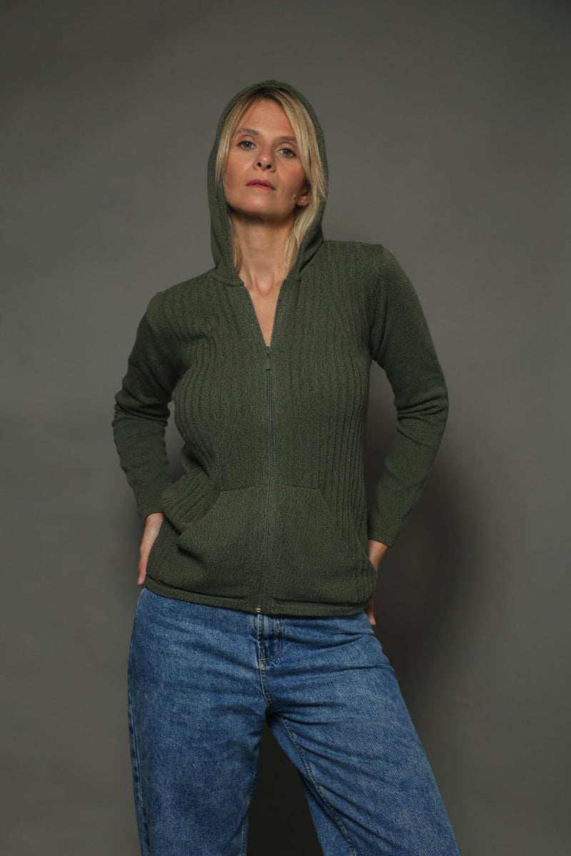 CAMPERA CAPUCHA ALGODÓN VERDE - ART.7793