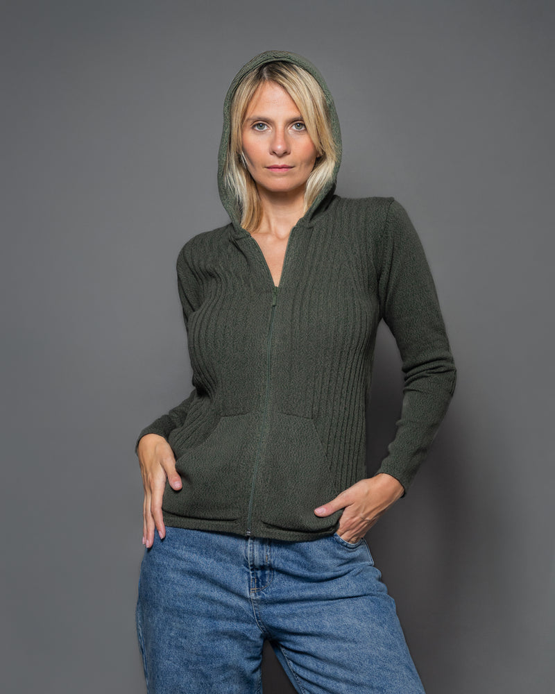 CAMPERA CAPUCHA ALGODÓN VERDE - ART.7793