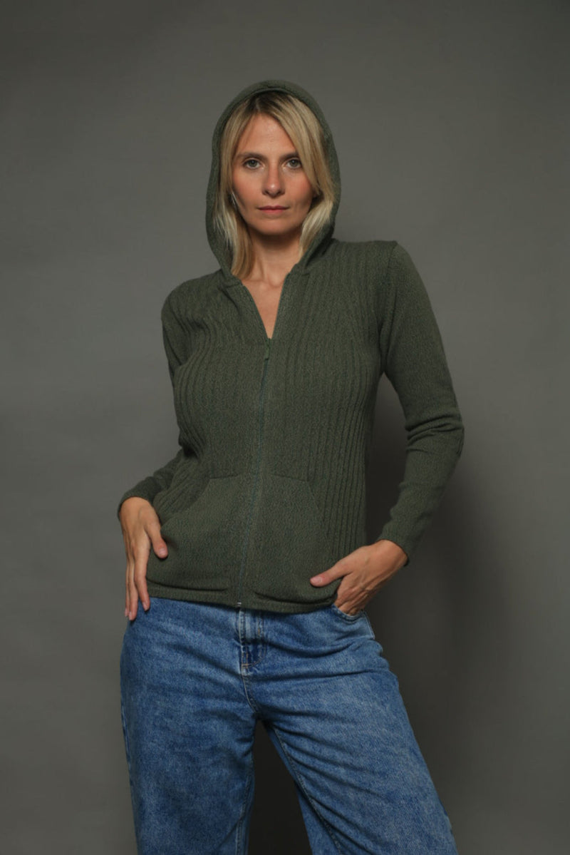 CAMPERA CAPUCHA ALGODÓN VERDE - ART.7793