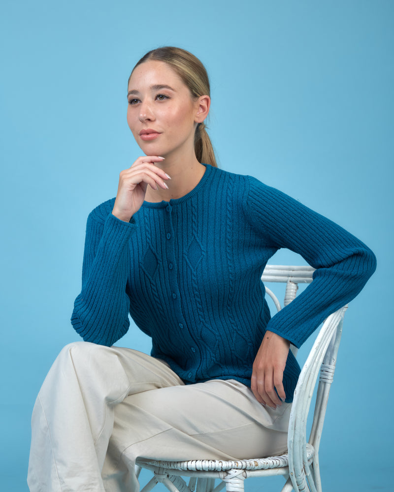 CARDIGAN ALGODÓN PETROLEO - ART.7985