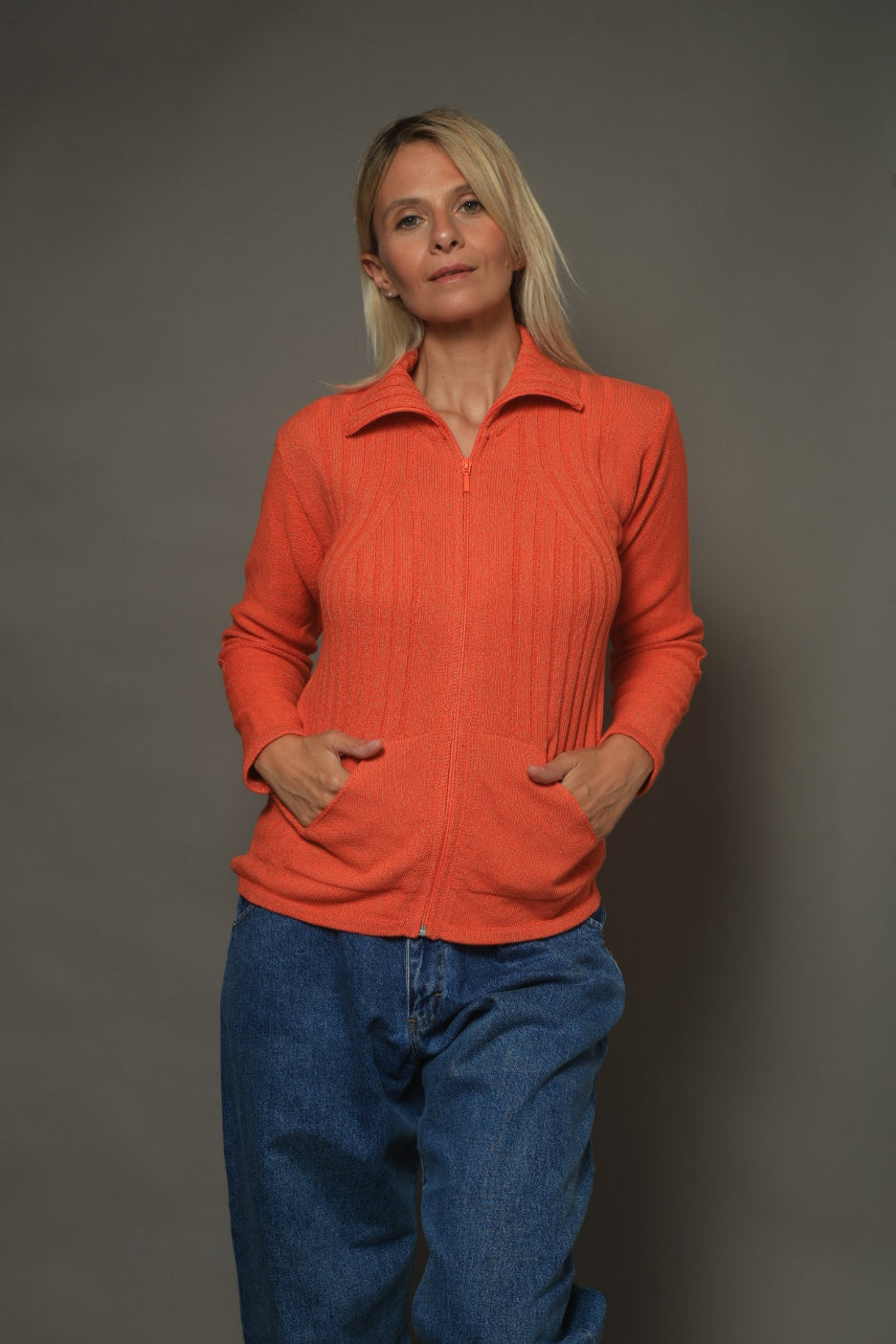 CAMPERA BOLSILLOS ALGODÓN NARANJA - ART.7998
