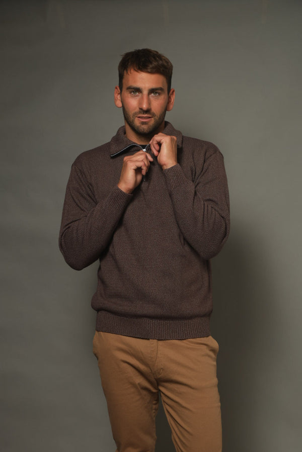 POLERA CON CIERRE ALGODÓN CHOCOLATE - ART.4975