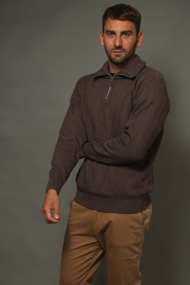 POLERA CON CIERRE ALGODÓN CHOCOLATE - ART.4975