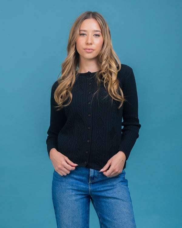 CARDIGAN ALGODÓN NEGRO - 7985
