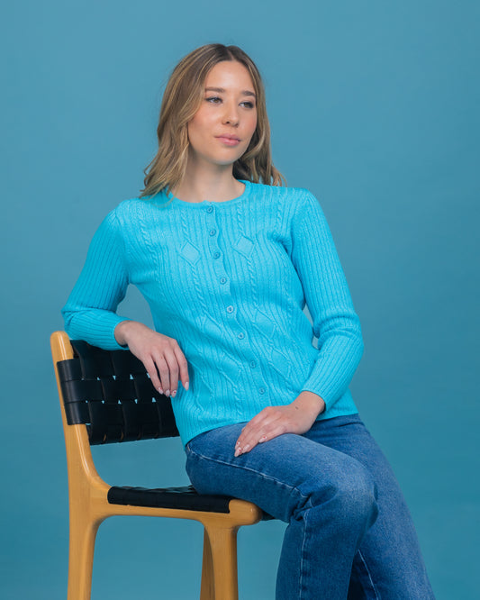 CARDIGAN ALGODÓN TURQUESA - 7985