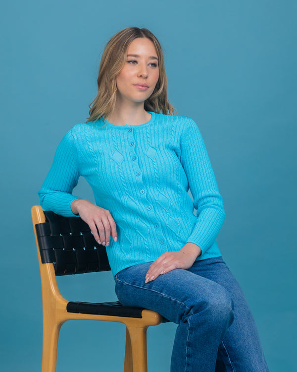 CARDIGAN ALGODÓN TURQUESA - 7985