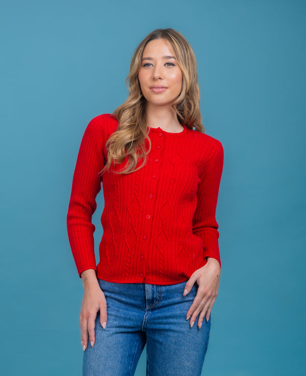 CARDIGAN ALGODÓN ROJO - 7985