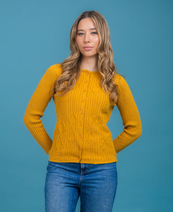 CARDIGAN ALGODÓN MOSTAZA - 7985