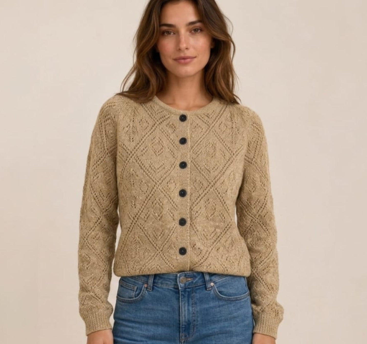 SACO CALADO ALGODÓN BEIGE - ART 5619