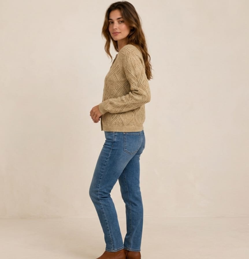 SACO CALADO ALGODÓN BEIGE - ART 5619