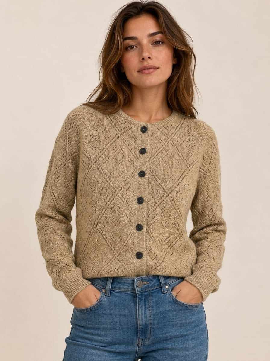 SACO CALADO ALGODÓN BEIGE - ART 5619