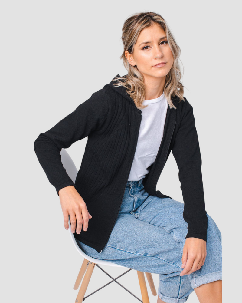 CAMPERA CAPUCHA ALGODÓN NEGRA - 7793