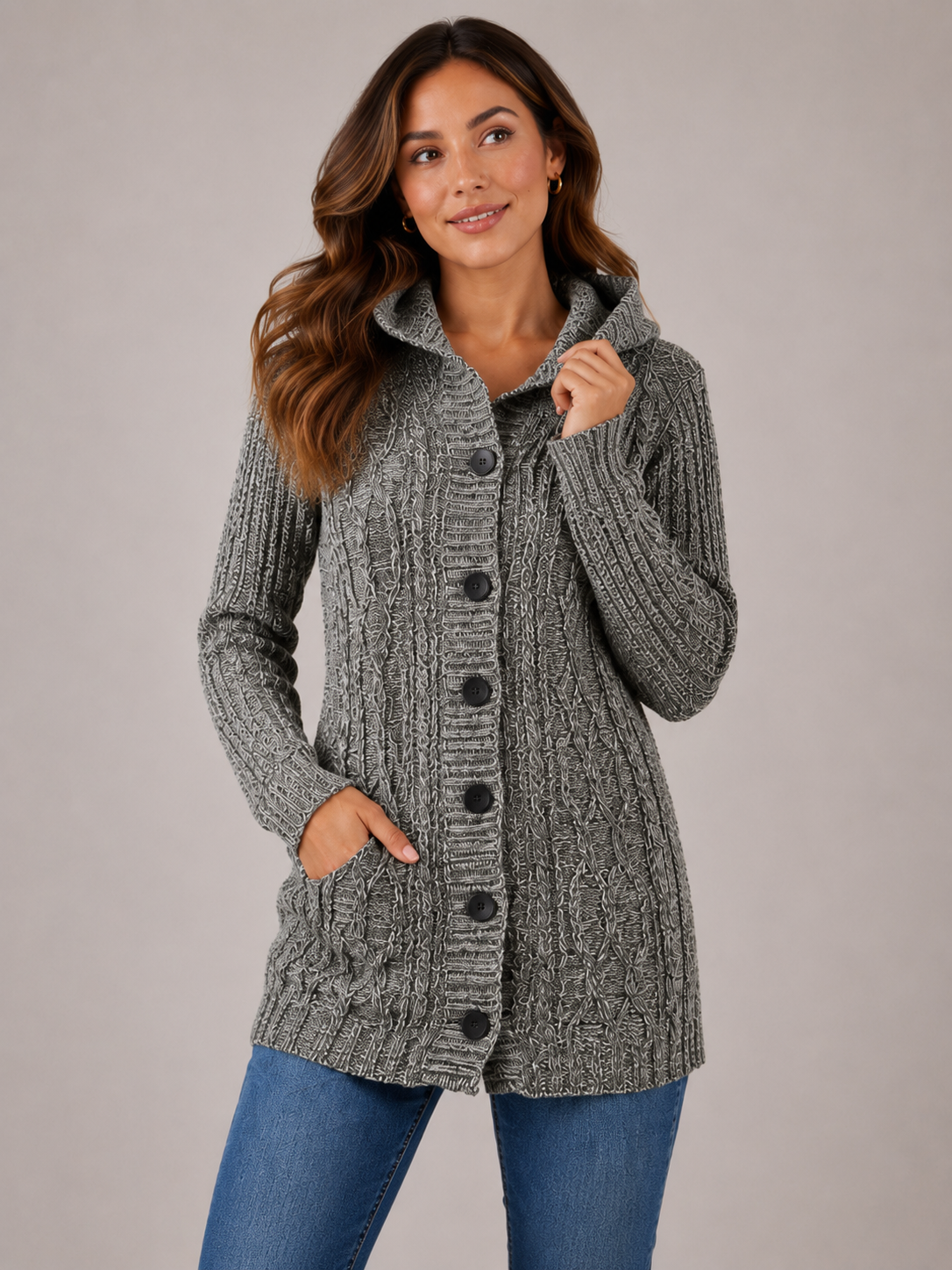 SACÓN CAPUCHA GRIS ART 7204