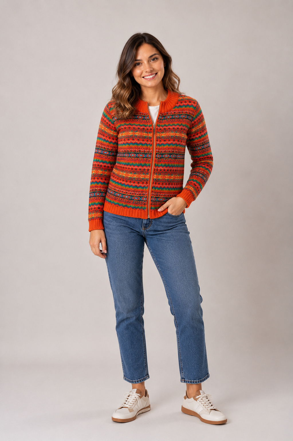 CAMPERA LANA MULTICOLOR ROJA - 7600