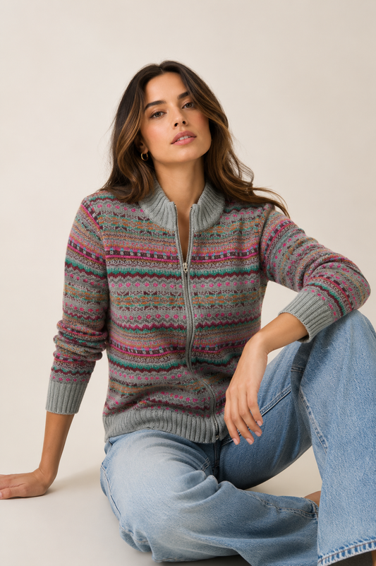 CAMPERA LANA MULTICOLOR GRIS ART 7600