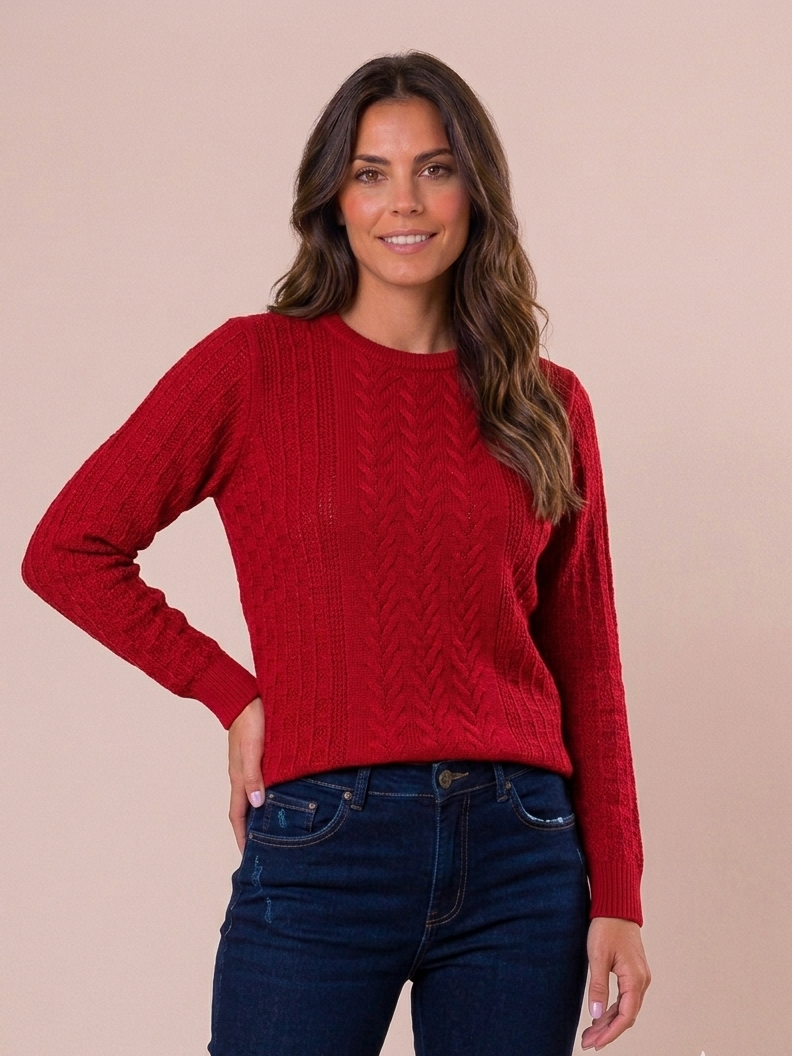 CUELLO U CALADO FINO ROJO  - ART 7995