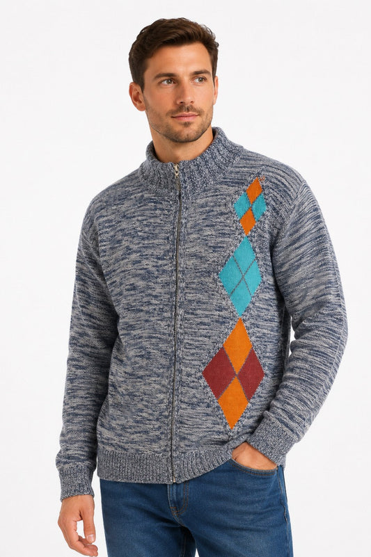 CAMPERA CON CIERRE ROMBOS AZUL MOLINE ART 4906