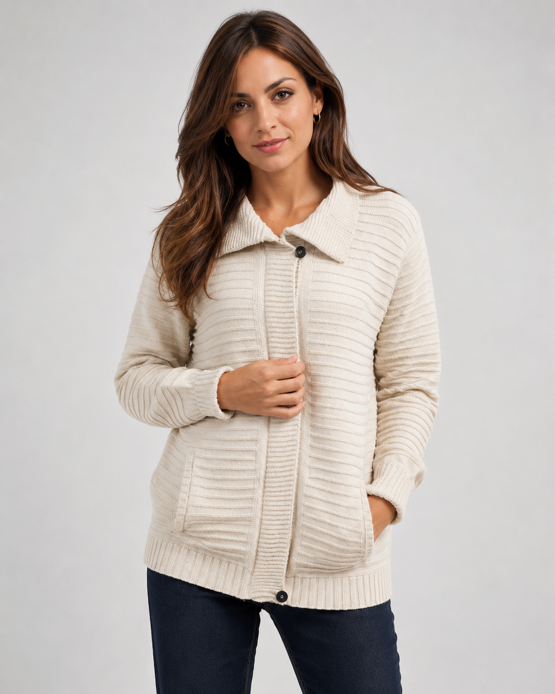 CAMPERA CON BOLSILLOS CRUDA ART I804