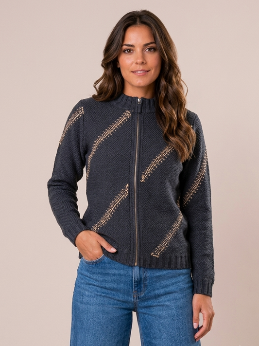 CAMPERA RUSTICA INTARSIA TRANSVERSAL NEGRA ART 7920