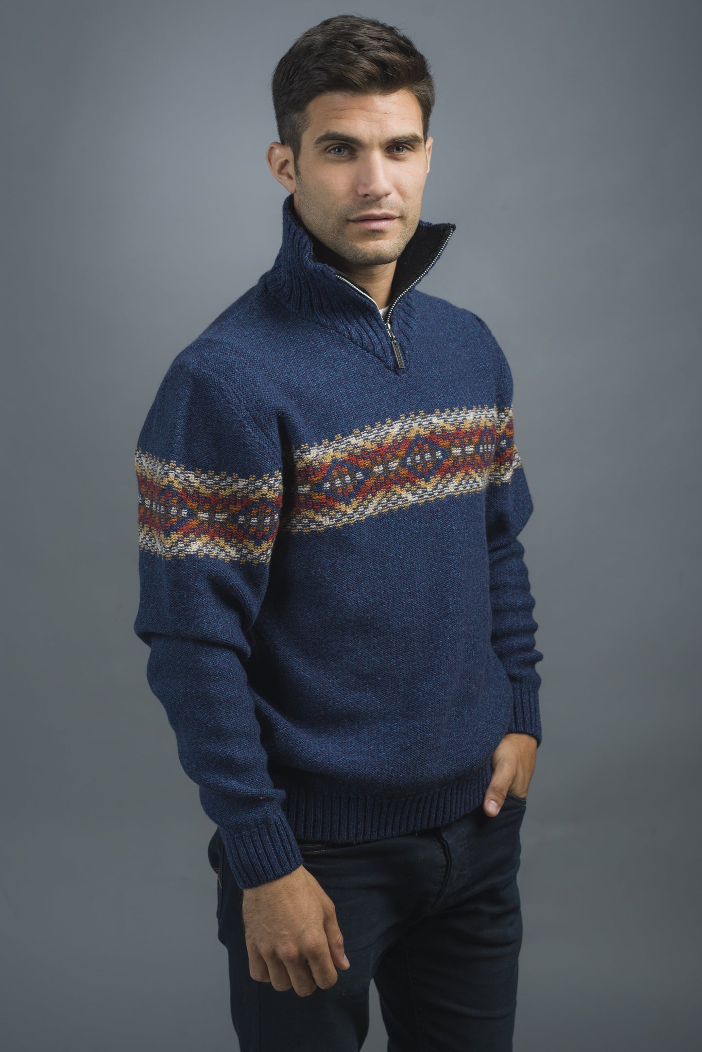 POLERA C/CIERRE GUARDA JAC. MULTICOLOR AZUL (ART. 4704)