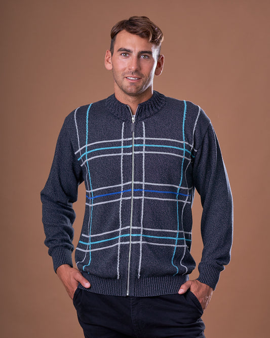 CAMPERA CON CIERRE ALGODÓN DETALLES NEGRA - ART.4750