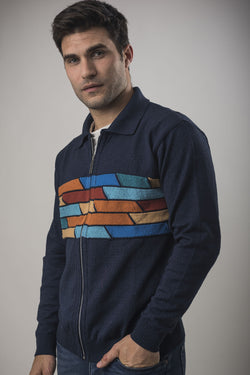 CAMPERA C/CIERRE INTARSIA AZUL (ART. 4754)