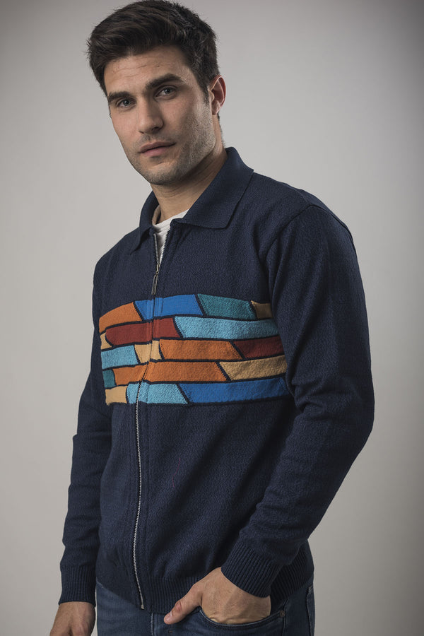 CAMPERA C/CIERRE INTARSIA AZUL (ART. 4754)