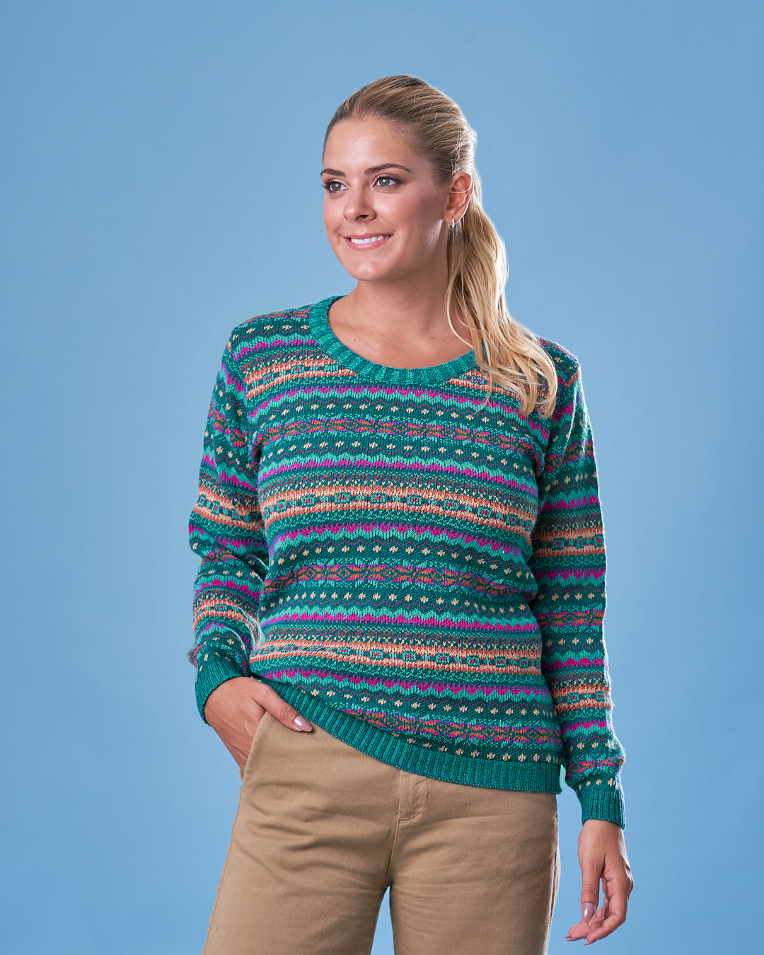 CUELLO U LANA MULTICOLOR VERDE - ART.7319