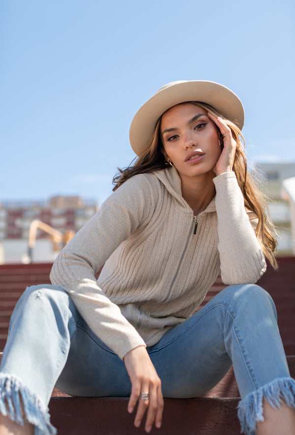 CAMPERA CAPUCHA ALGODÓN CRUDA - 7793