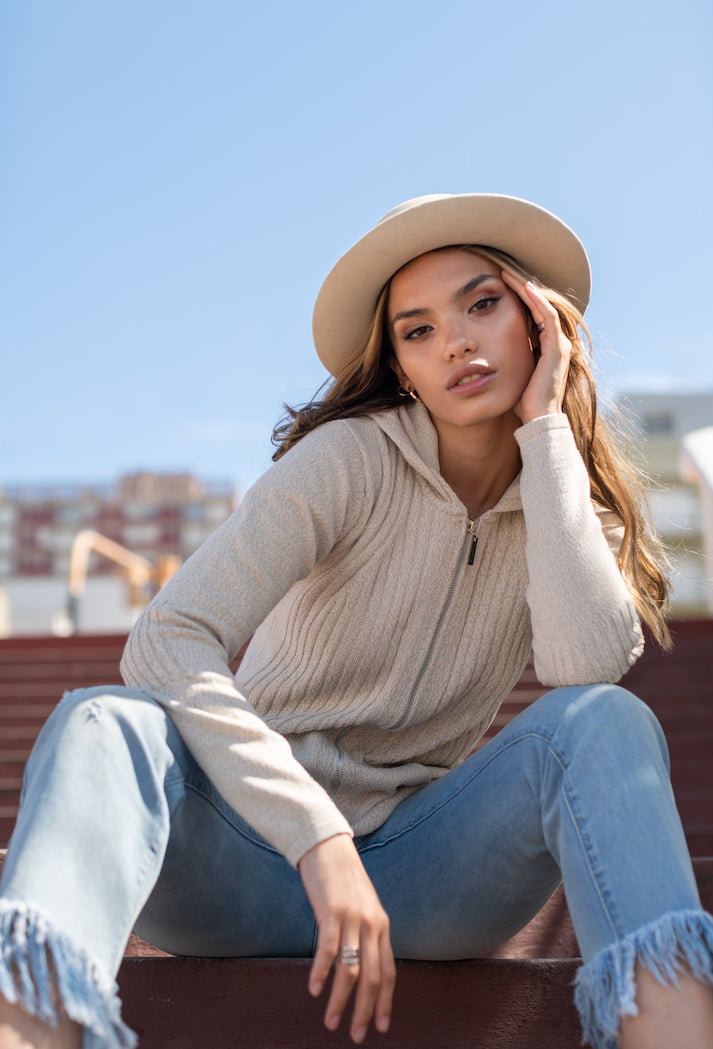 CAMPERA CAPUCHA ALGODÓN CRUDA - 7793