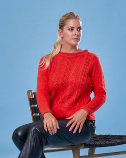 CUELLO U CALADO LANA ROJO - 7972