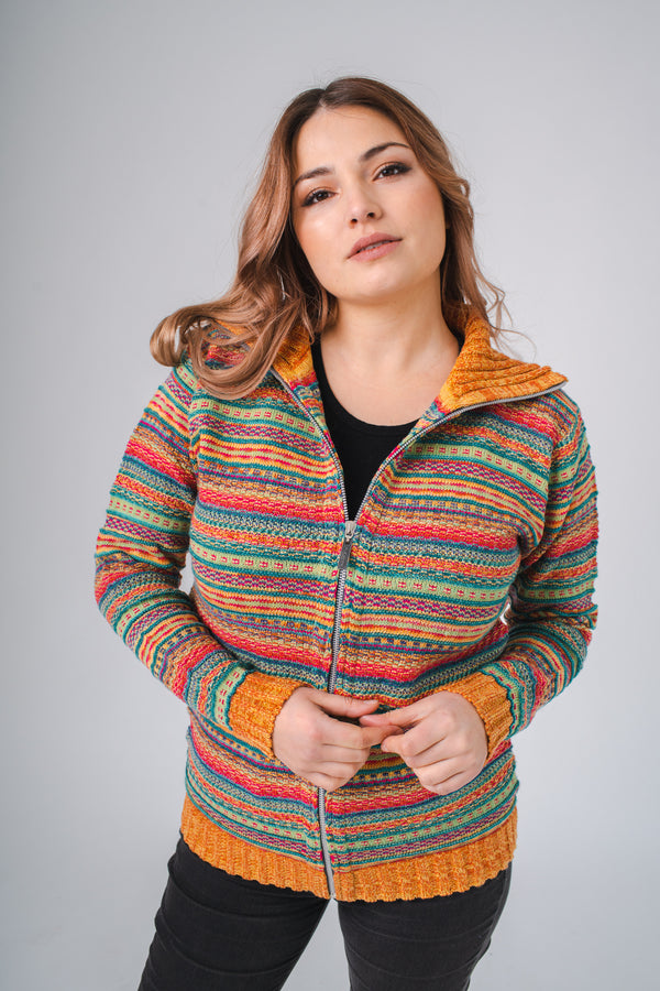 CAMPERA CON CIERRE JACQUARD MULTICOLOR (ART. i842)