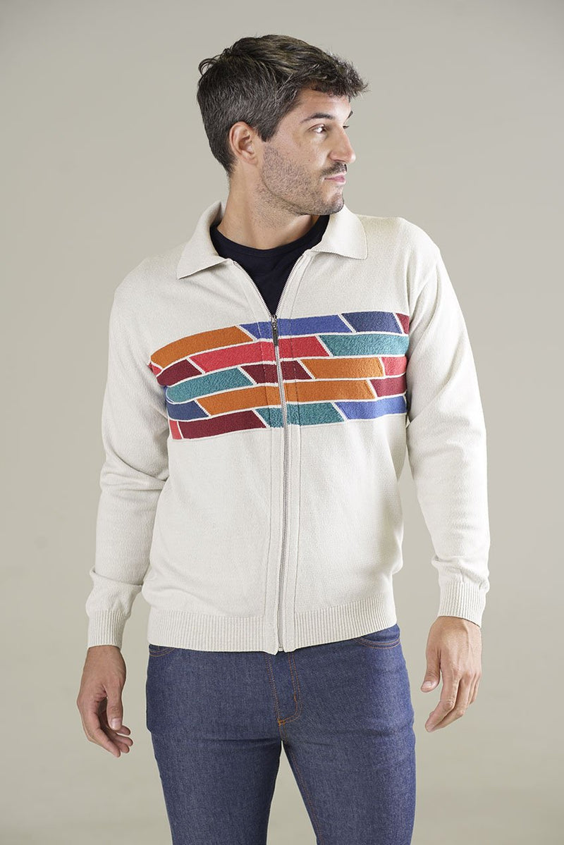 CAMPERA CON CIERRE CRUDA CON DETALLE ALGODÓN - ART. 4754
