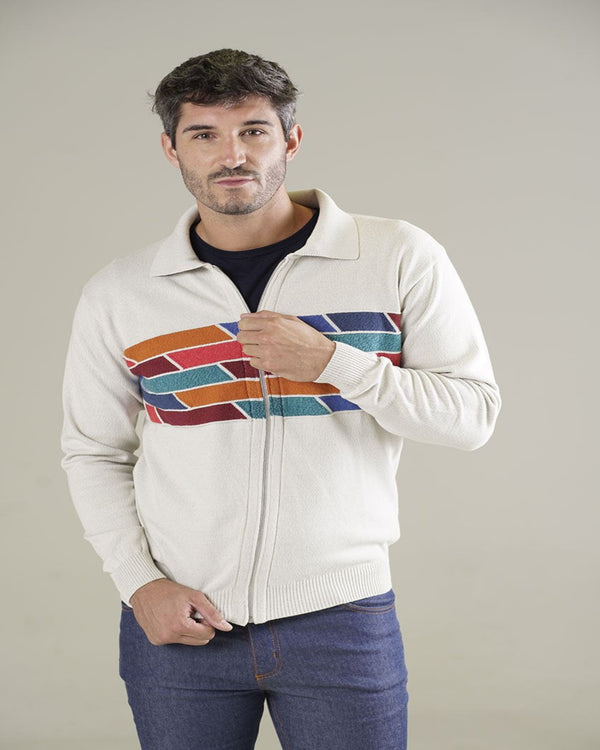 CAMPERA CON CIERRE CRUDA CON DETALLE ALGODÓN - ART. 4754