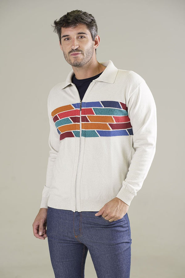 CAMPERA CON CIERRE CRUDA CON DETALLE ALGODÓN - ART. 4754