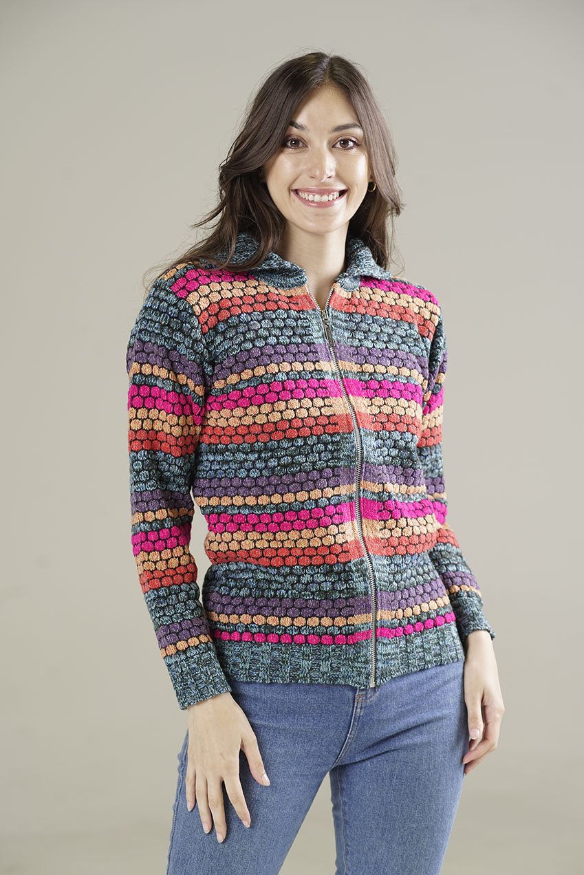CAMPERA CON CIERRE LANA MULTICOLOR ATLÁNTICO - ART. 7723