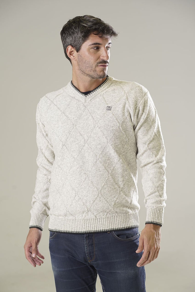 ESCOTE V JERSEY REVEZ LINKS-ROMBOS CRUDO (ART. 1810)